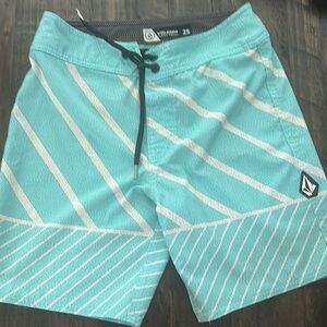 Volcom Blue and White Board Shorts Swimwear
